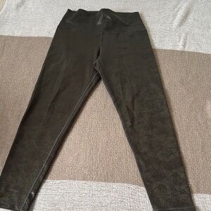 Aerie Green Leather like High-Waisted Leggings